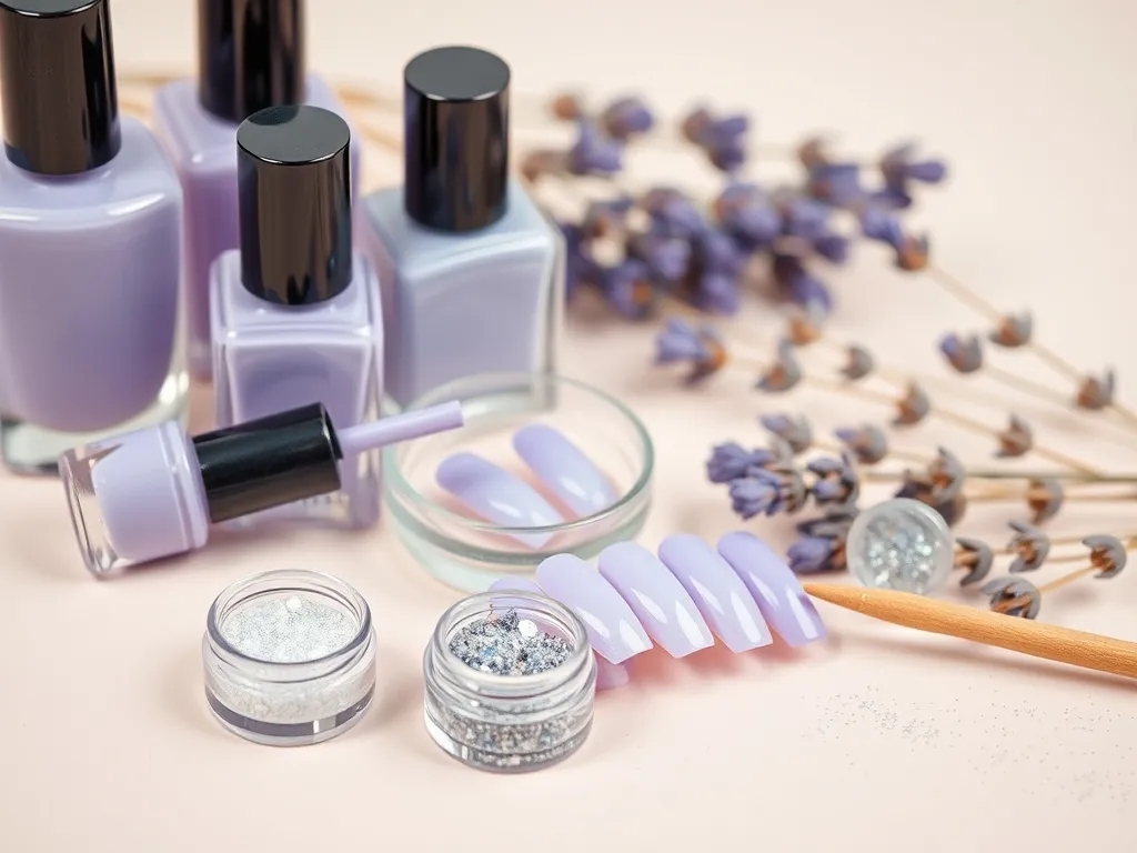 Lawendowe paznokcie z brokatem – pomysły na manicure