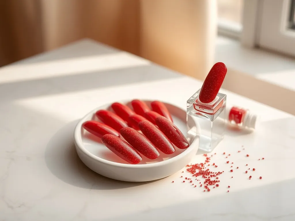 Paznokcie czerwone z brokatem: pomysły i inspiracje